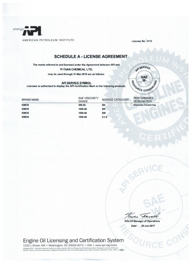 API SCHEDULE A-LICENSE AGREEMENT